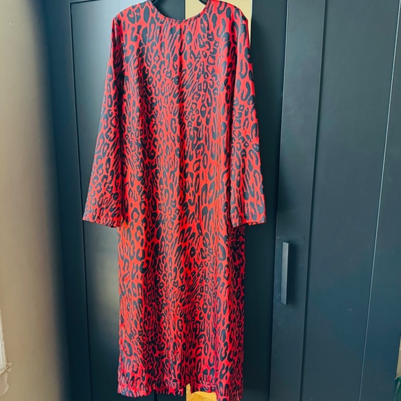 ZARA red&black cheetah silk dress - Picture 1 of 5